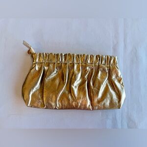 Donna Karan Cosmetics Gold Metallic Makeup Travel Clutch Bag